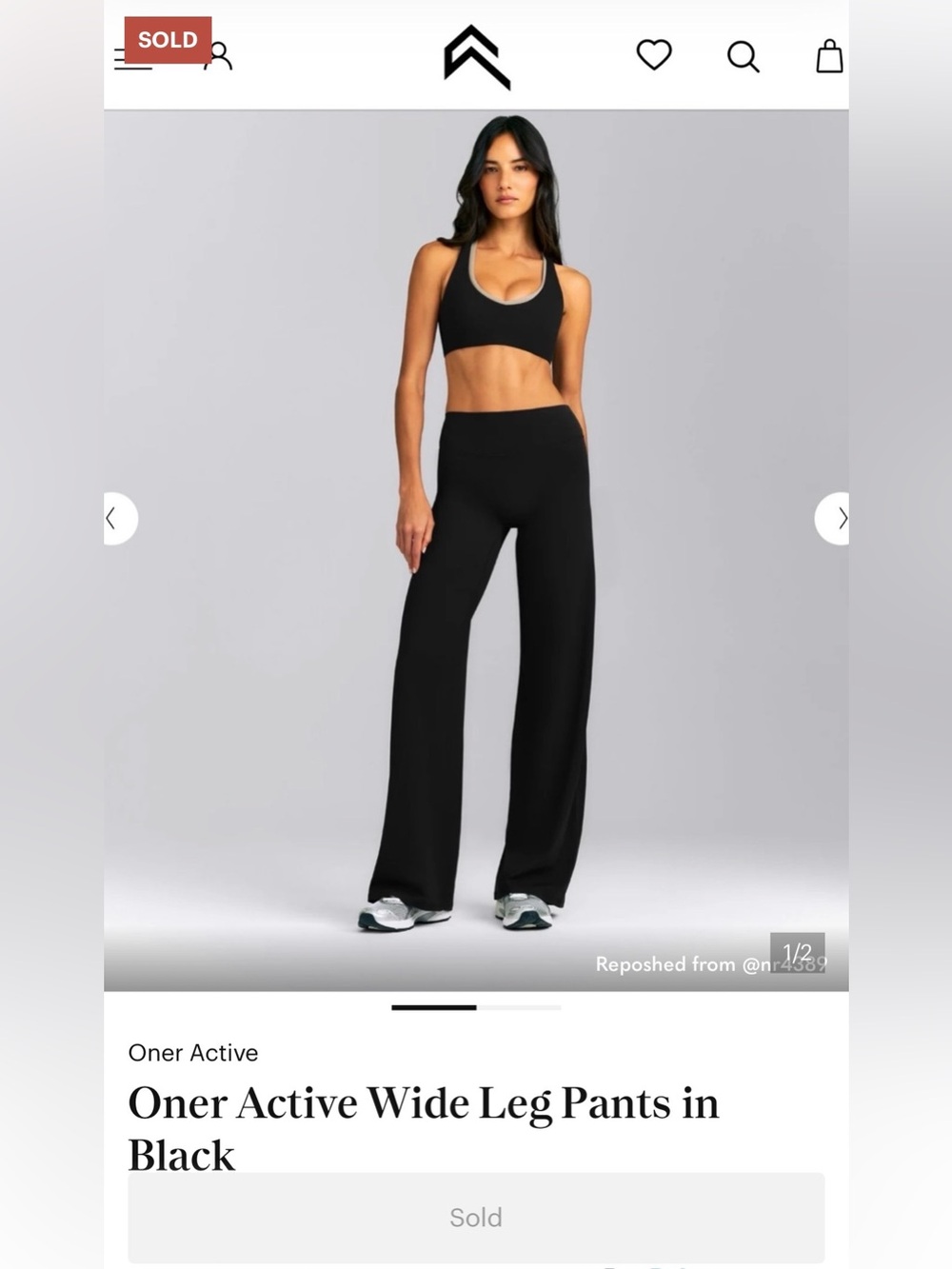 Oner Active Soft Motion Black High-Rise Wide Leg Pants- small